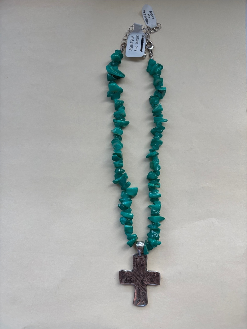 Free People Super Nova Choker in Turquoise with Silver Cross Pendant, NWT - Picture 3 of 3